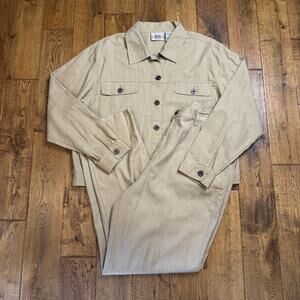 NWT VTG 90s Bill Blass 2 Piece Pant Suit Women’s Sz 16/XL Beige Linen Blend